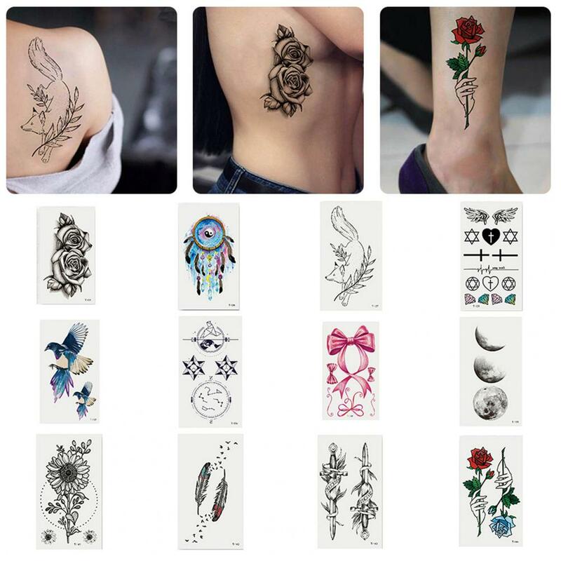 Adesivos inodoros de tatuagem temporária, 1 folha, longa duração, 3D, ombro