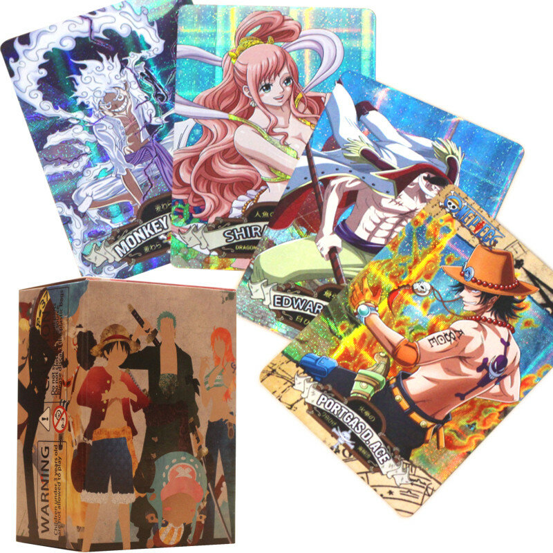 Anime periférico tecido Flash Card, Monkey D., One Piece, Caráter Raro, 100Pcs Luffy-Portgas D Ace Roronoa Zoro Cartão Colecionável