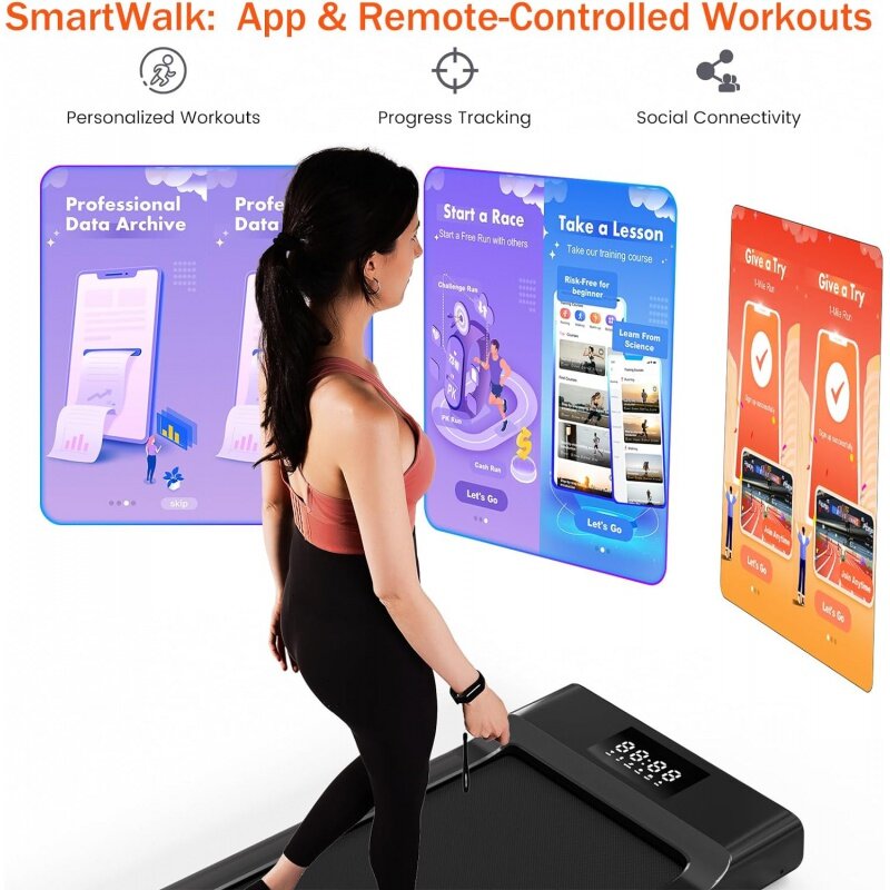 2024 Upgrade Walking Pad, Smart Under Desk Treadmill for Home, No-Assembly Treadmills, APP/Remote Control, LED Display, Walking