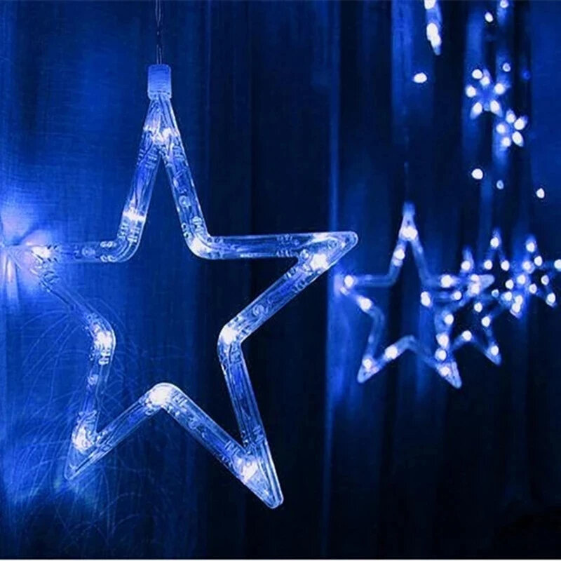 أضواء سلسلة نجوم لتزيين المنزل ، ضوء خرافية عيد الميلاد ، إكليل ، ستارة ليد ، حفل زفاف ، أعياد ميلاد ، أو m ، 138 ليد