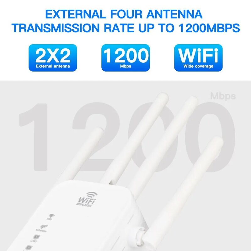 Ретранслятор Wi-Fi 5 ГГц, 1200 Мбит/с, 2,4/5 ГГц