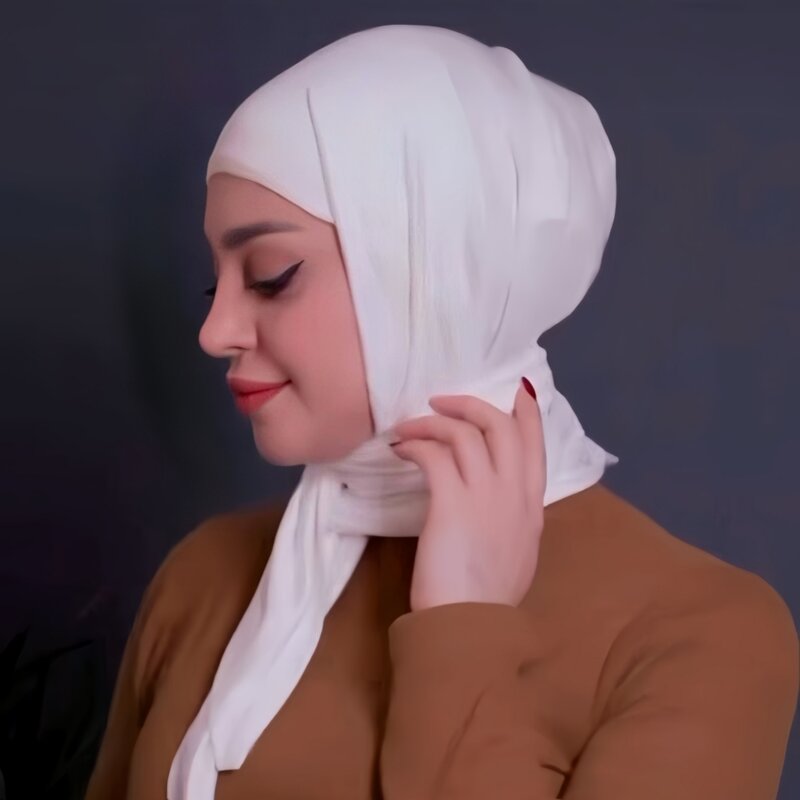 Écharpe triangle en coton mercerisé pour femme musulmane, Hijab élastique, écharpe de sauna, document solide, doux, rond, offre spéciale, nouveau, 2024