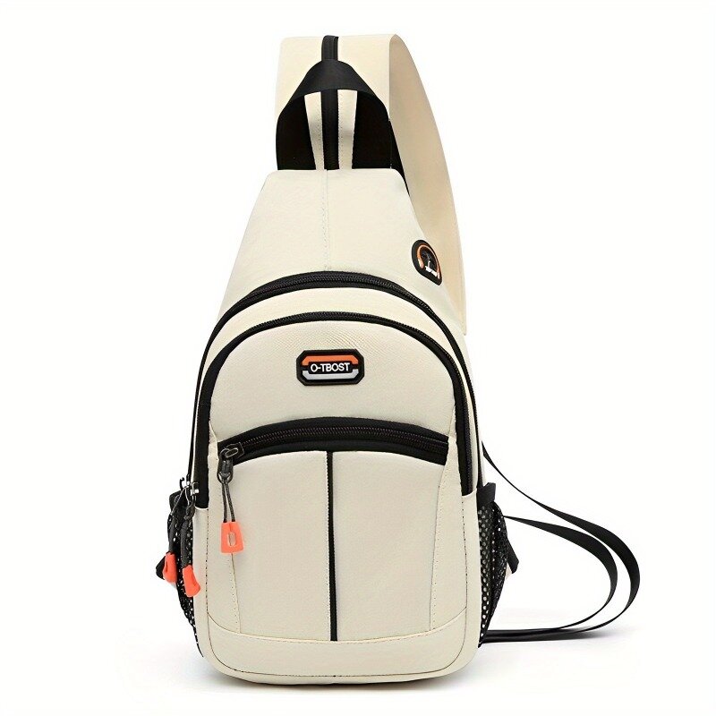 Unisex Color Contrast Sling Backbag Mode Casual Nylon Crossbody Tas Outdoor Sport Reis Borst Tas