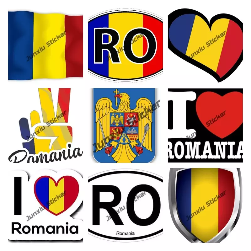 Kreative Rumänien Wappen Aufkleber RO Nationalen Flagge Karte Auto Zubehör Wasserdicht Reflektierende Auto Aufkleber für Auto Pickup Decor