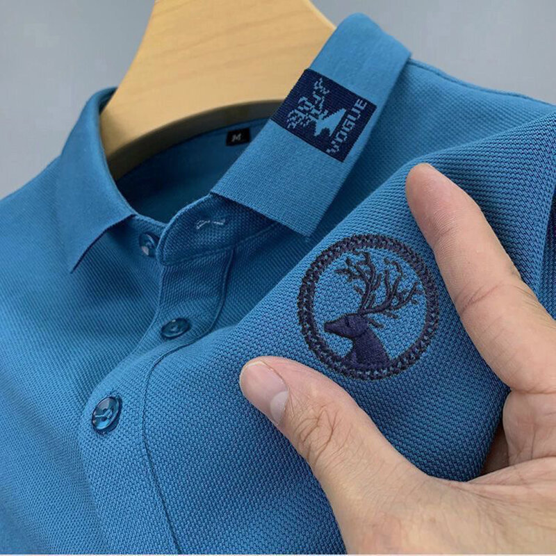 2024 Letnia nowa, wysokiej klasy haftowana męska koszulka polo z krótkim rękawem, wysokiej jakości męska koszulka polo
