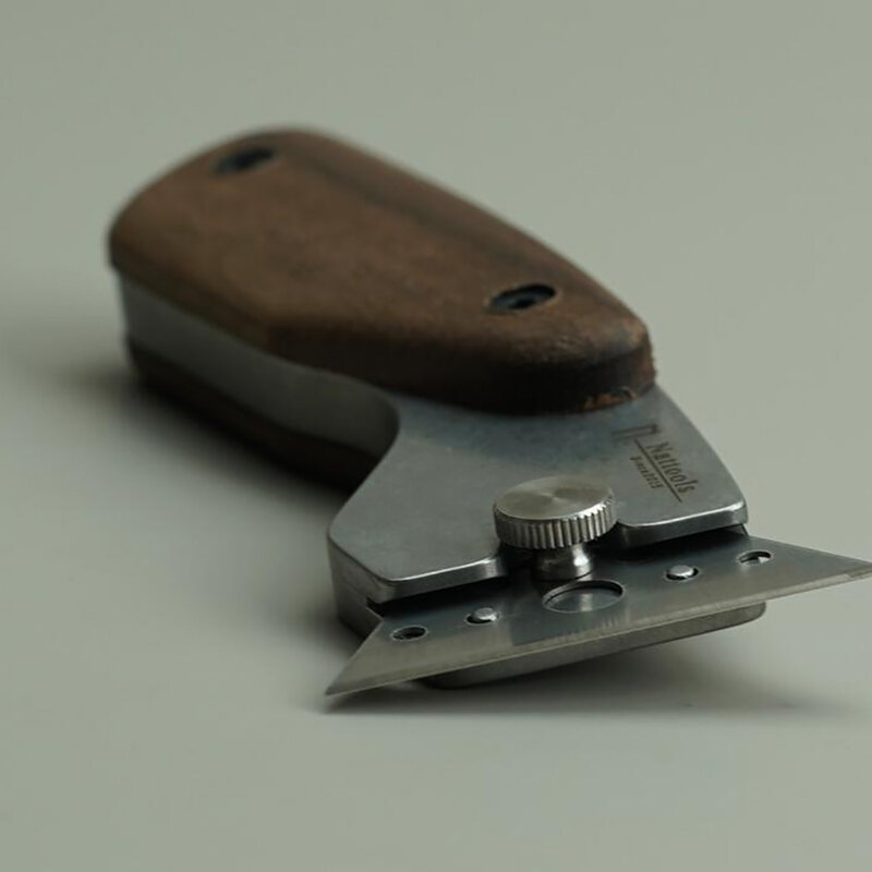 سكين تقطيع من الجلد احترافي من nattool شفرة شبه منحرف قابلة للاستبدال أدوات يدوية الصنع من الجلد مقبض من خشب الجوز الأسود