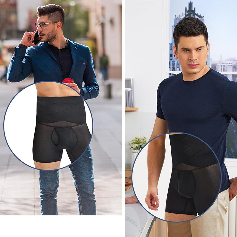 กางเกงกระชับสัดส่วนเอวสูงสำหรับผู้ชายกางเกงรัดหน้าท้องกางเกงในบ็อกเซอร์ไร้รอยต่อ