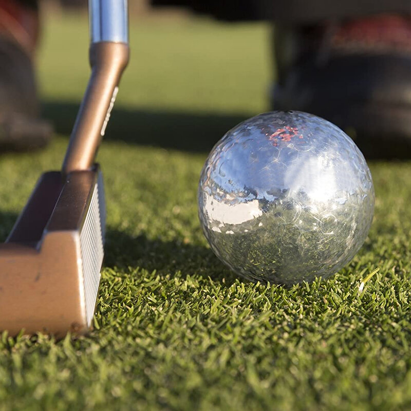 10個径42.7ミリメートルゴールドメッキダブルゴルフボール、ゴールデンゴルフボールゴルフアクセサリーゴルファーのため愛好家初心者ゴルフ練習