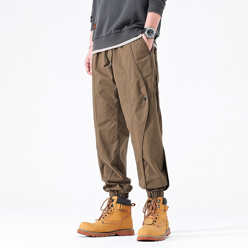 Брюки-карго мужские свободные повседневные, модные популярные универсальные уличные штаны с соединением на щиколотке в американском стиле, для весны и осени