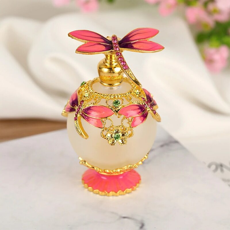 Beautiful Dragonfly Decorative Glass Perfume Bottle Eco-friendly Wide Application Easy To Clean orange