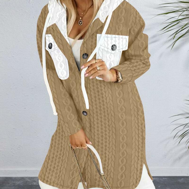 Oversized Hooded Cardigan Stylish Women's Hooded Sweater Coat Knitted Thick Colorful for Fall Winter Fashion Women Long Cardigan