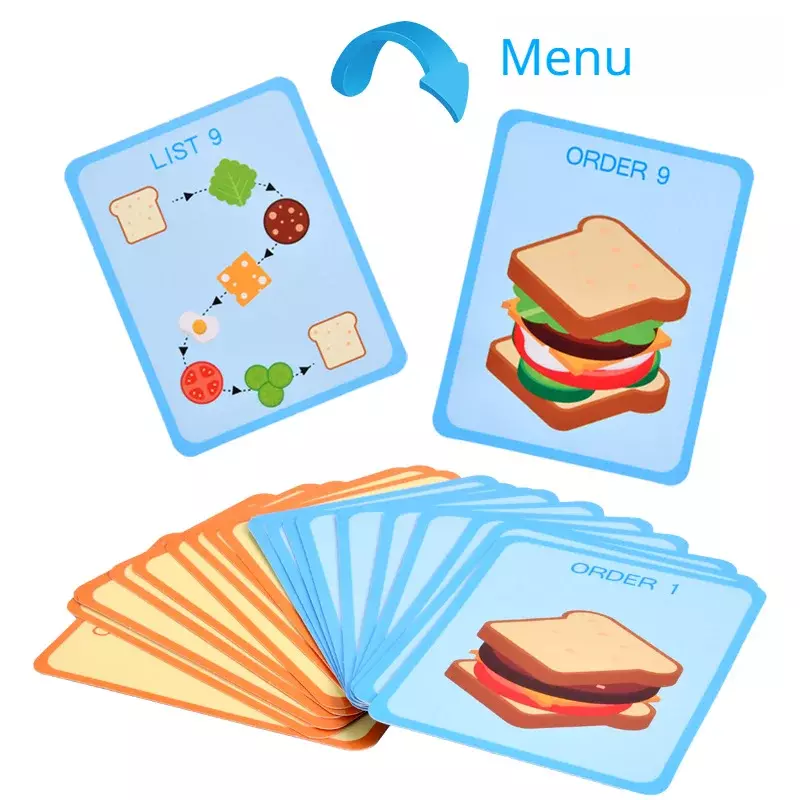 Wooden Simulation Hamburger Children Toys Montessori Educational Learning Color Shape Matching Board Game Toys For 3-6 Year Olds