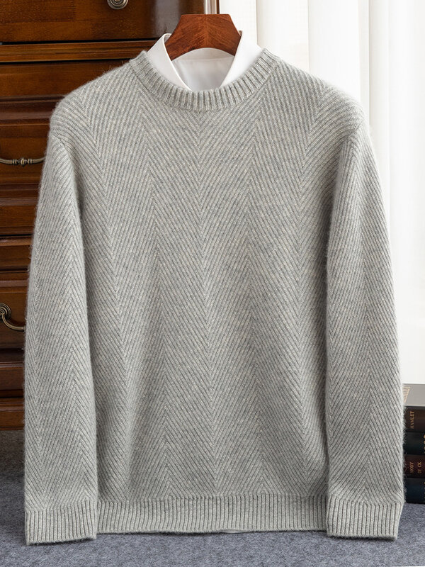 Sweater kasmir murni pria, atasan bisnis pullover rajut warna sesuai, kasual hangat 100%