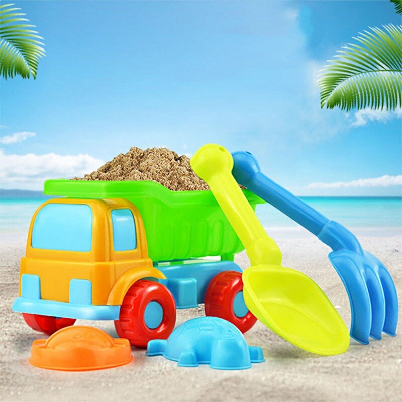 Set mainan pantai, Set mainan pantai sensor pasir bermain air mobil mainan anak interaktif perjalanan pantai orang tua anak-anak
