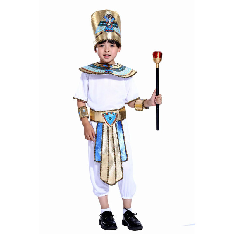 Jongen Meisje Oude Egypte Egyptische Farao Cleopatra Prinses Cosplay Kostuum Voor Kinderen Carnaval Halloween Met Accessoires