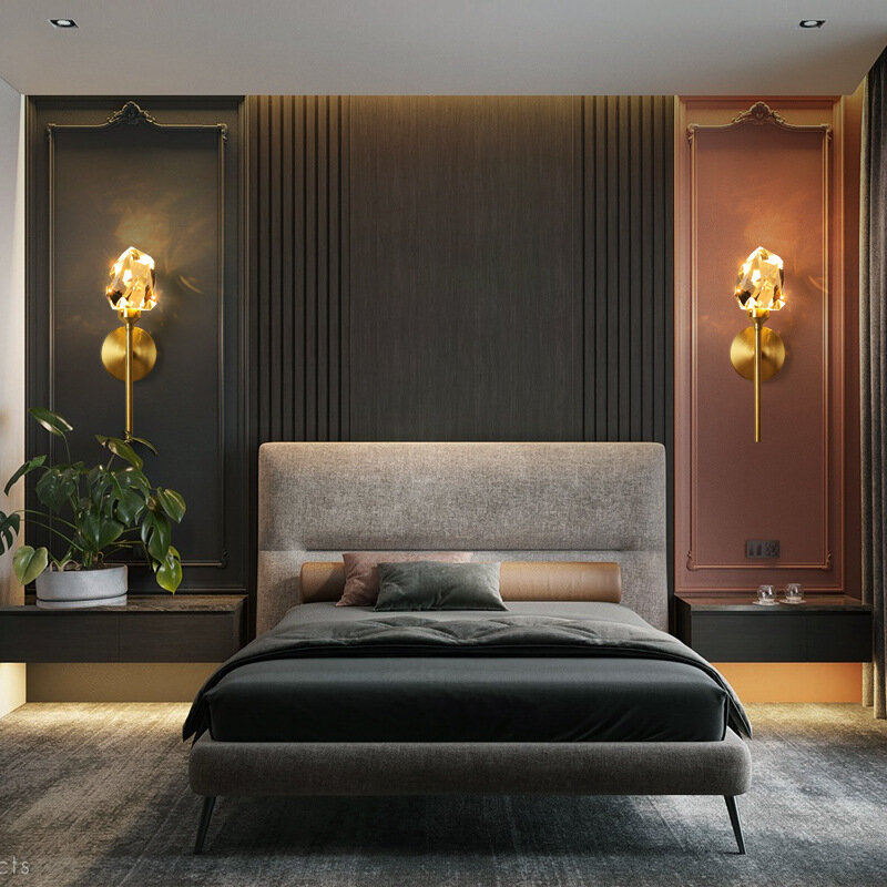Lampada da parete per camera da letto di lusso con luce americana interamente in rame lampada da soggiorno semplice e atmosferica