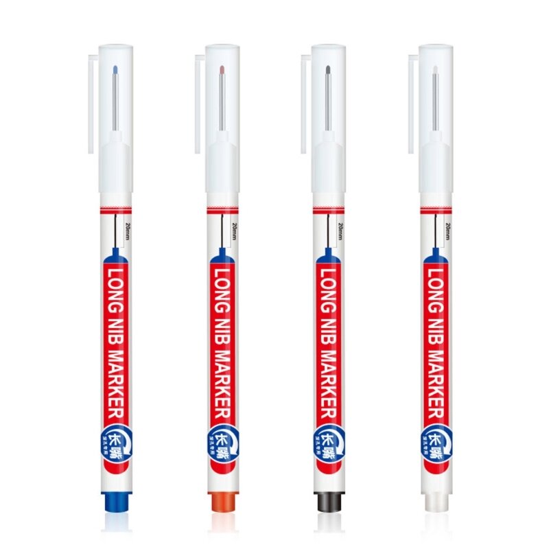 12 Pcs Long Nib Marker Pens Quick-drying Carpenter Marker 20mm Deep Reach Marker