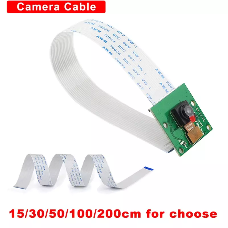 5 MP moduł kamery Raspberry Pi 1080p Webcom 15 30 50 100 200 cm FFC płaski przewód elastyczny kabel taśmowy do Raspberry Pi 4 Model B 3B 3B