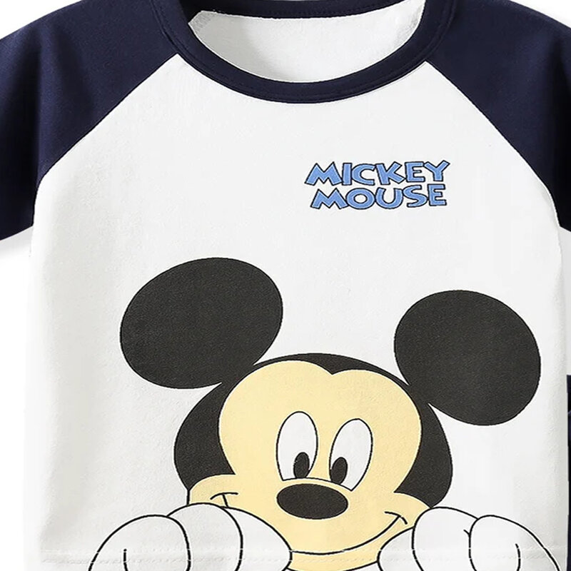 Летняя футболка и шорты с Микки Маусом, детский хлопковый комплект с коротким рукавом, спортивные костюмы для мальчиков и девочек, повседневная одежда из двух предметов