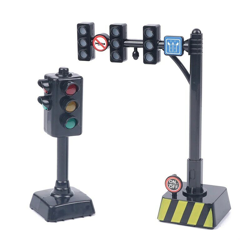 Tráfego Estrada Sign Light, Block Brick Lamp, City Street View Acessórios, Signpost Barrier, Speed Limit Indicator, Warning Toys