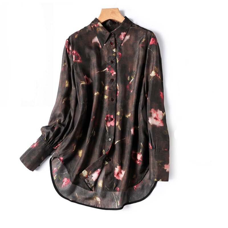 Chiffon Vintage Dames Shirts Lente/Zomer Prints Blouses Losse Lange Mouwen Vrouwen Tops Mode Kleding 2024 Koreaans