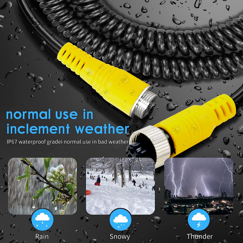 8M 4 PIN Aviation Connector Cable Spiral Spring Extension Cable  Video and Audio Cable for Vehicle CCTV Camera and Car Monitor
