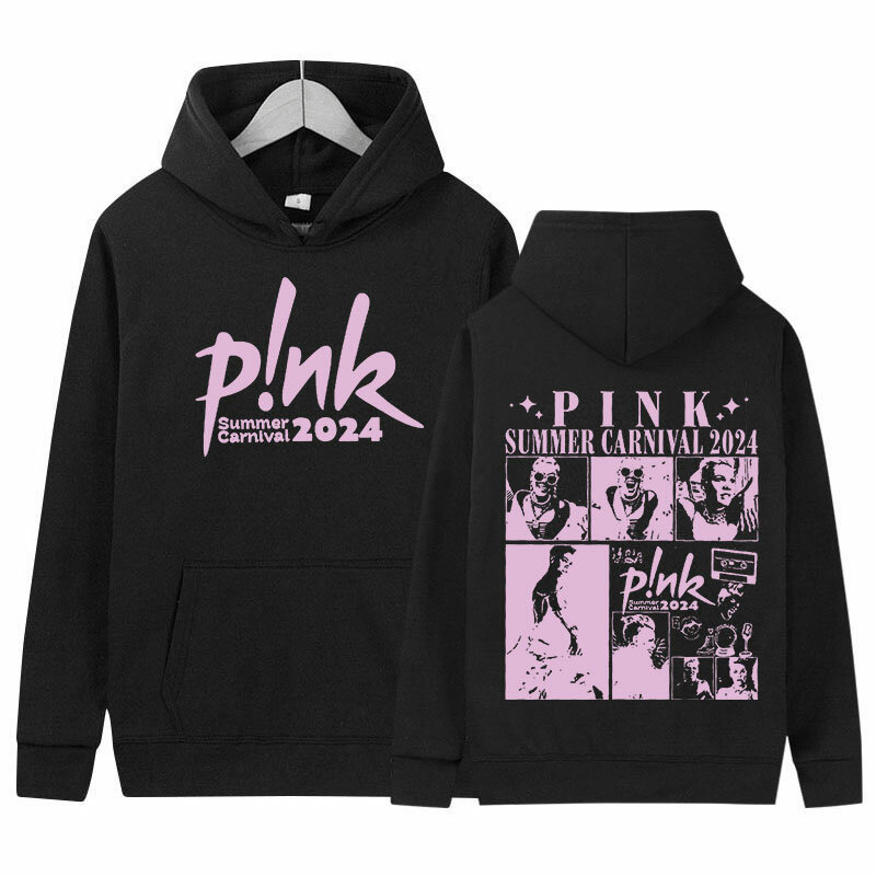 Singer P!nk Pink Summer Carnival Tour 2024 Print Hoodie Men Women Hip Hop Retro Fashion Oversized Sweatshirt Pullover Streetwear