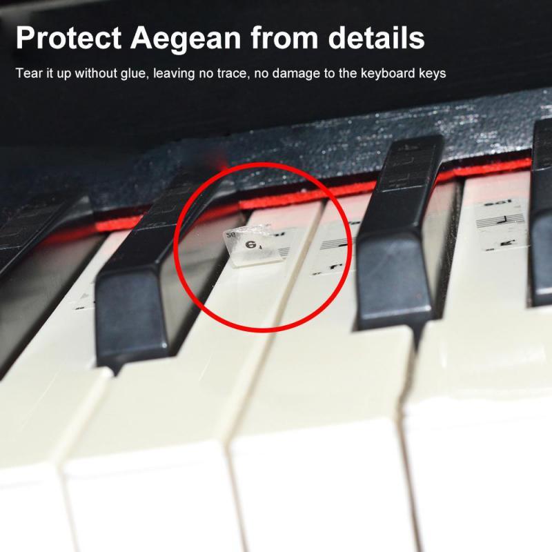 54/61/88 Stiker Piano Kunci PVC Transparan Keyboard Piano Stave Keyboard Elektronik Aksesori Stiker Note Nama