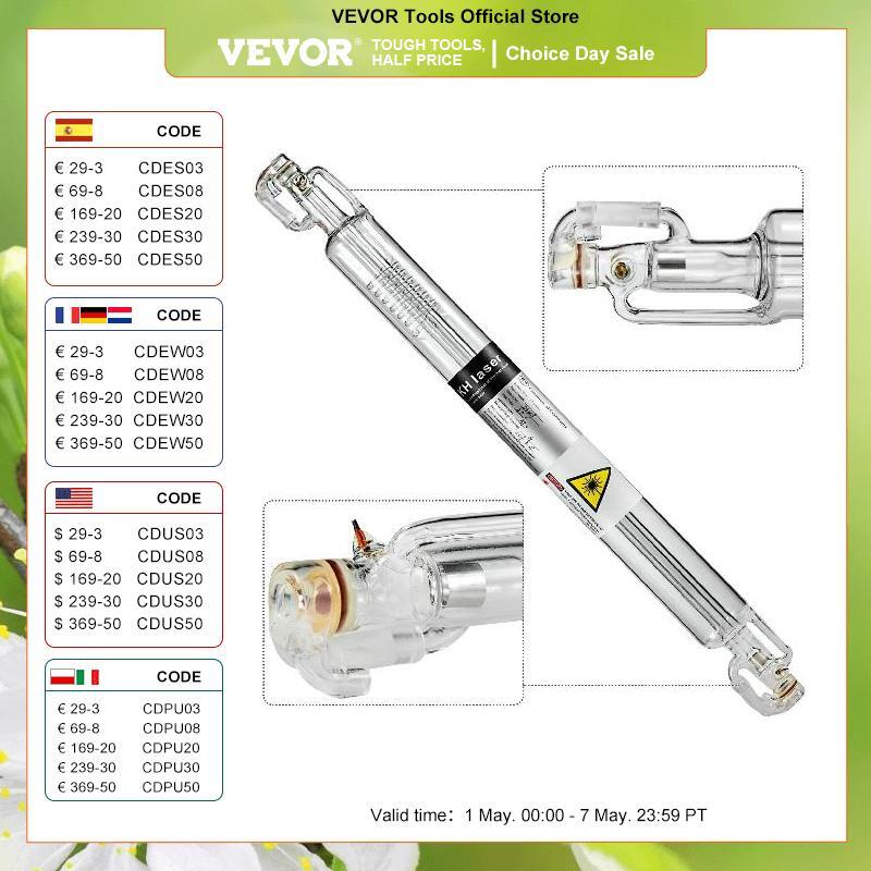 VEVOR Laser Tube CO2 Laser Tube 40W 700mm per Macchina per Incisione e Taglio Laser
