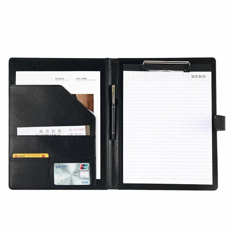 Titular do cartão Escrevendo Pads, PU Leather Contract File Folders, Business Clipboard, Pasta de arquivo A4, Manager Clip
