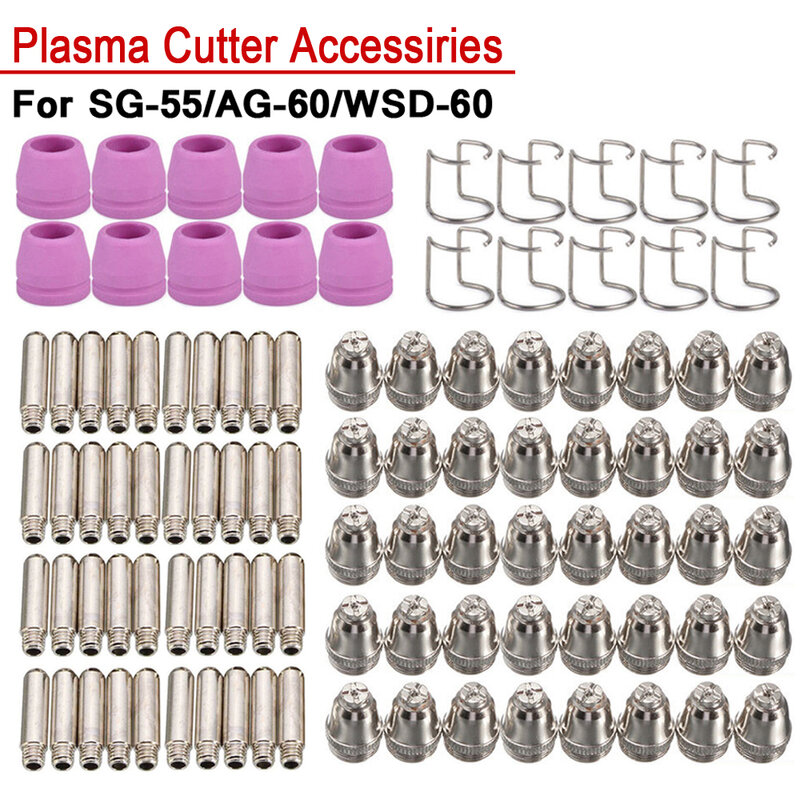 Lucht Plasma Snijden Pistool Accessoires Verbruiksartikelen Fakkel Elektrode Tip Mondstuk Schild Cap Kit Voor Wsd60 Ag60 Sg55 Cut60 Lgk60