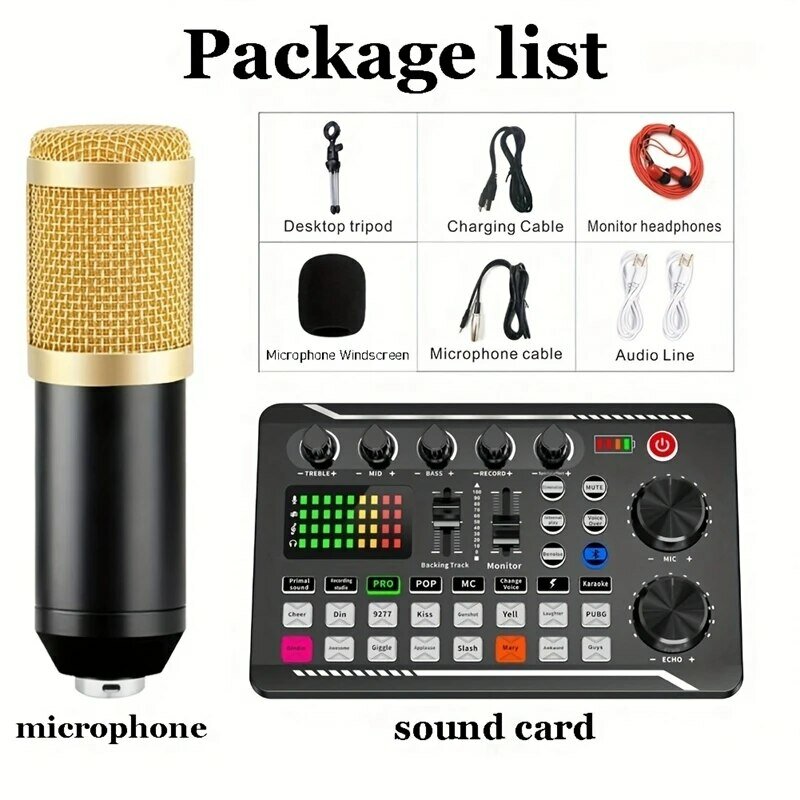 DJ-Ausrüstung Mikrofon Soundkarte Konsole Studio Soundkarte Kit Kabel Telefon Mischen Computer Live Voice Mixer F998 Soundkarte