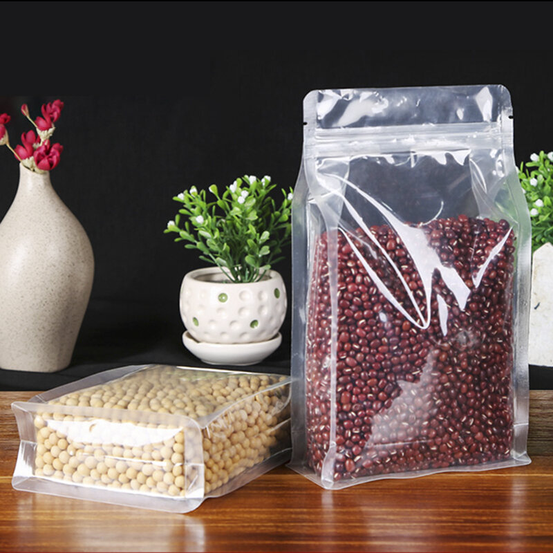 Op Maat Gemaakt Product, Aangepaste Gloss Vierkante Bodem Zakje Met Rits Voor Noten Gedroogd Fruit Suiker Snack Voedsel Verpakking Plastic Zakken