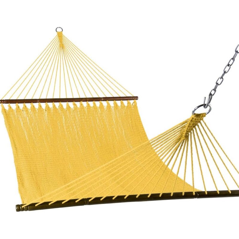 Lazy Daze 10 FT Double 2 Person Caribbean Rope Hammock, Hand Woven Polyester Hammock with Spreader Bars, Extra Large Outside