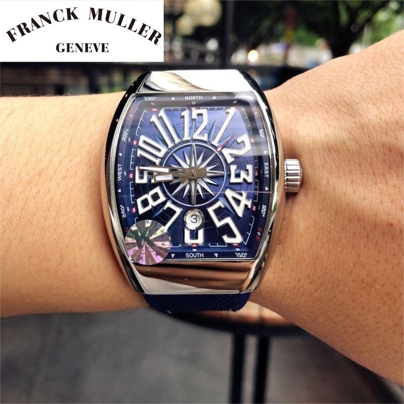프랭크 뮬러 남성용 기계식 자동 시계, 최고 브랜드 럭셔리 스테인레스 스틸 비즈니스 시계, Relogio Masculino