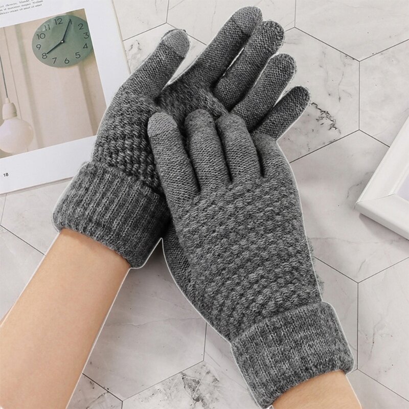 Y1UB Winterhandschoenen met touchscreen, gebreid warm dik thermisch zacht, comfortabel pluche voering, elastische manchet, voor