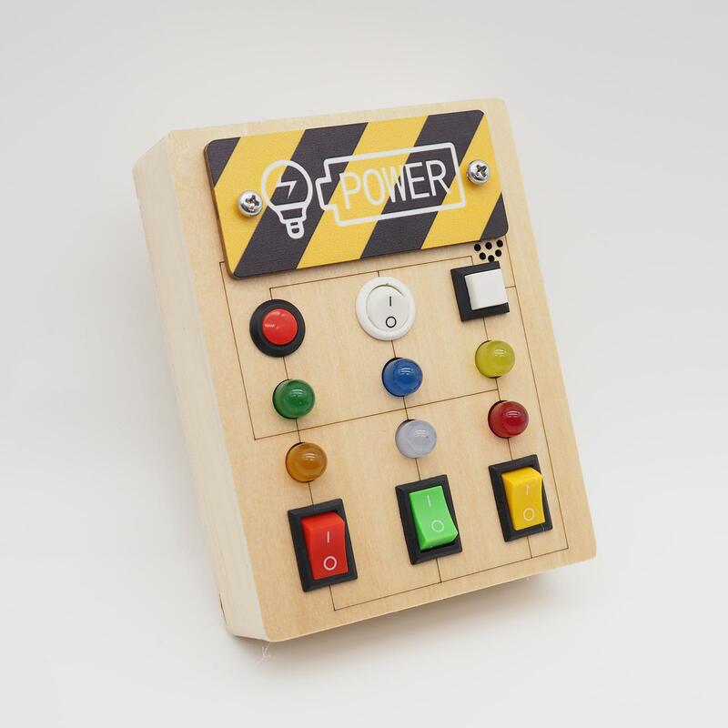 Wooden Busy Board with LED Light Switch for Activities Kindergarten Children