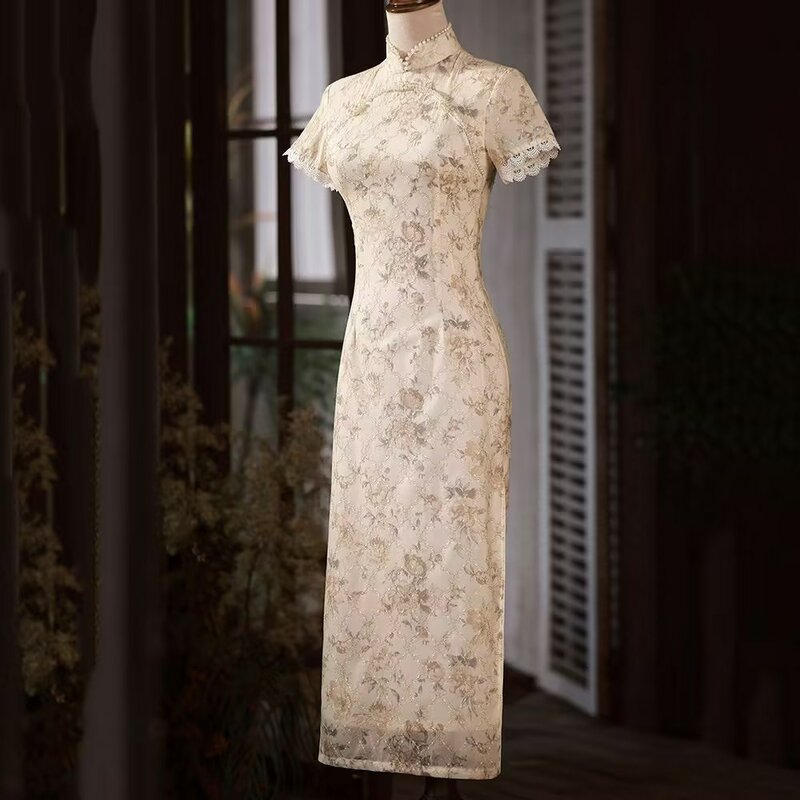 Cheongsam Qipao Chinese Traditional Dress Embroidery Retro Improved Cheongsams Oriental Party Summer Floral Dresses for Women