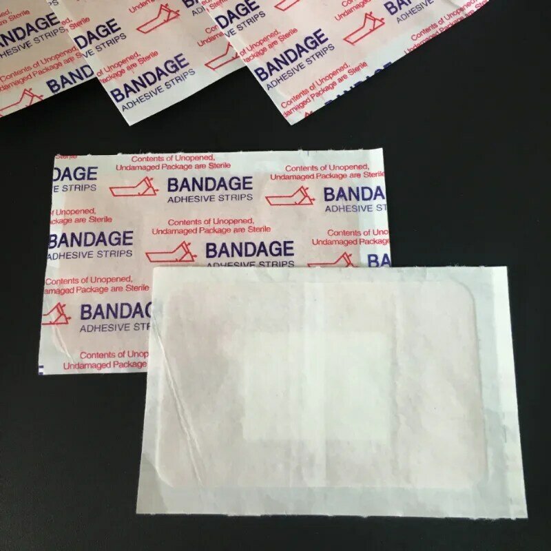 PE Pele Patch Band Aid Retângulo Ferida Gesso, Primeiros Socorros Tiras, ferida Molho, Bandagens Adesivas, 7,6x5cm, 50Pcs por Conjunto