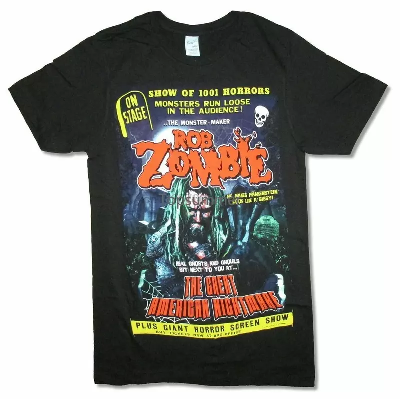 Camiseta negra de la gran pesadilla americana de Rob Zombie, nuevo, Merch Graveyard