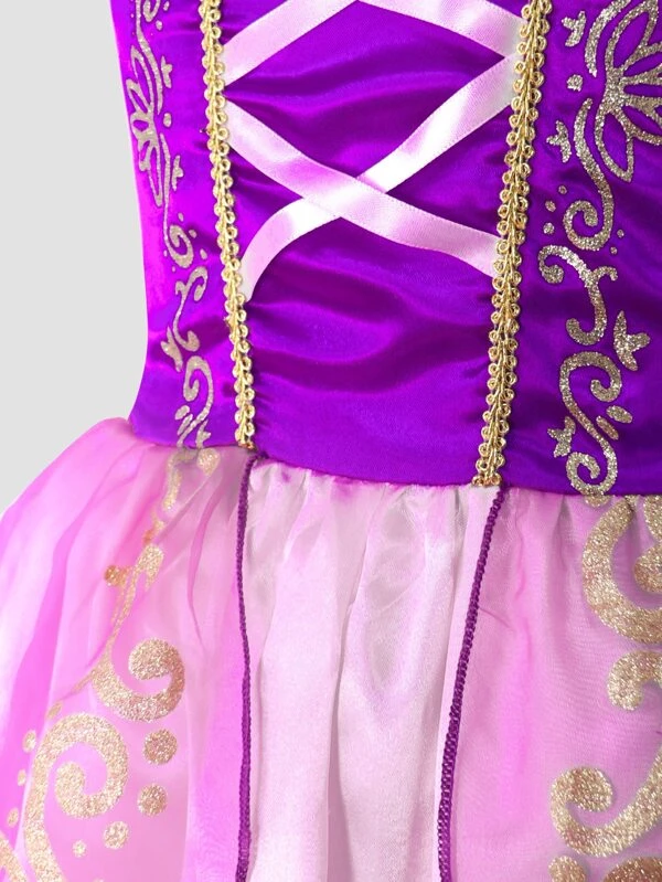 Gaun putri Disney, kostum Rapunzel anak perempuan, 2024, gaun pesta ulang tahun Cosplay Halloween, pakaian anak-anak