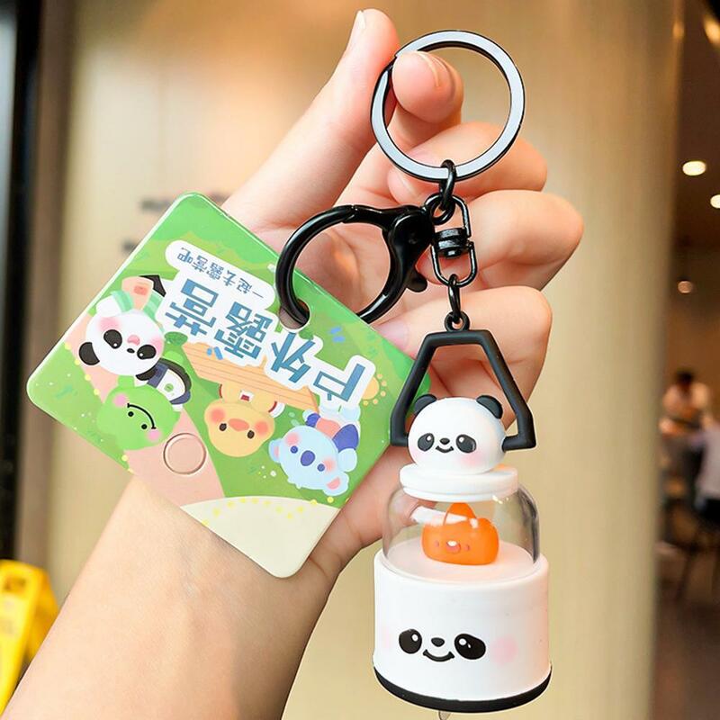 Anillos personalizados de cadena de Panda de dibujos animados para hombres y mujeres, soporte de bolso colgante lindo, nuevo H3p6