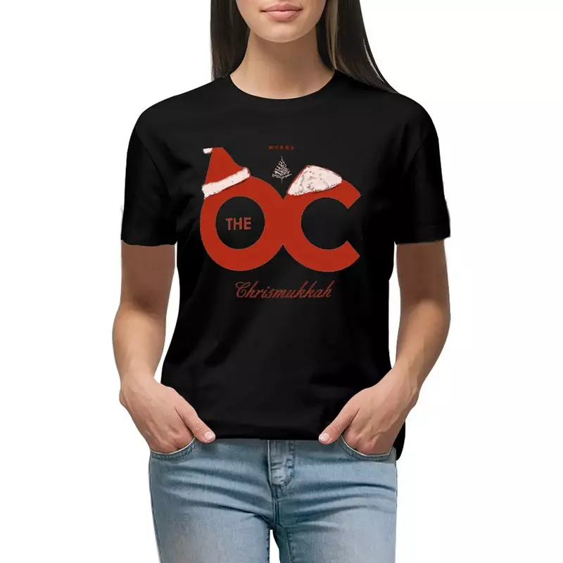 O O. C. Feliz Natal t-shirt para as mulheres, manga curta, bonito tops, oversized t-shirts