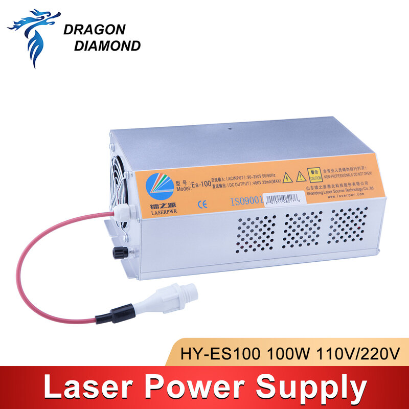 DRAGO DIAMANTE HY-ES100 100-120W CO2 Potenza del Laser di Alimentazione AC 90-250V Per Incisione Laser di Taglio macchina