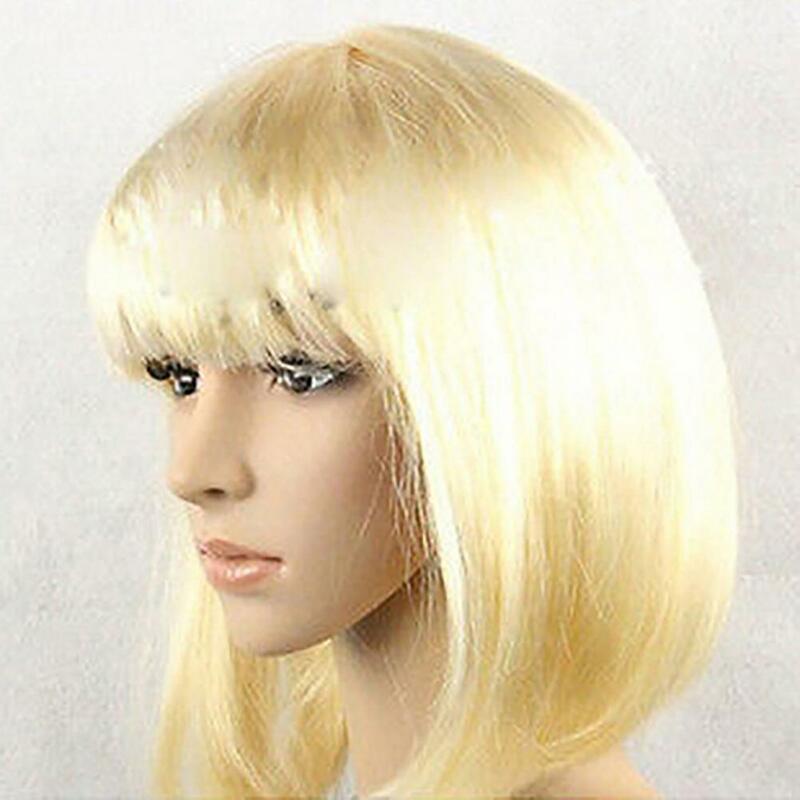 Bob Wigs For Women Artificial Human Hair Stylish Full Hangs Short Solid Color Faux Hair Wig Hairpiece Cool Toupee Cosplay Wig