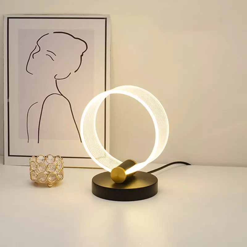 Lampes de bureau LED décoratives créatives avec interrupteur en acrylique, lampes de chevet modernes, éclairage de table, chambre et salon, simplicité