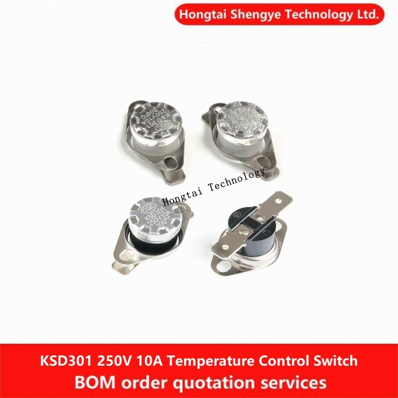 Interruptor de controle de temperatura, sensor de temperatura normalmente fechado, 0, 15, 85, 95, 125, 180, 350 graus, 10A, 250V, KSD301, 302
