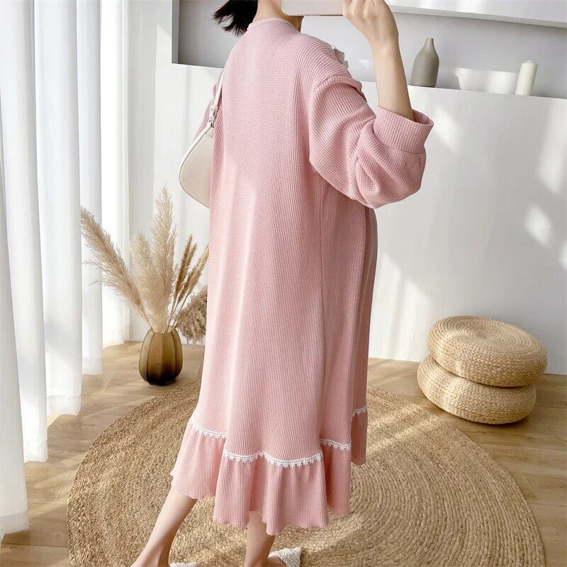 단색 피터팬 칼라 레이스 임산부 드레스, 2022 봄 신상 버튼 패션, 임산부용 캐주얼 임신 의류