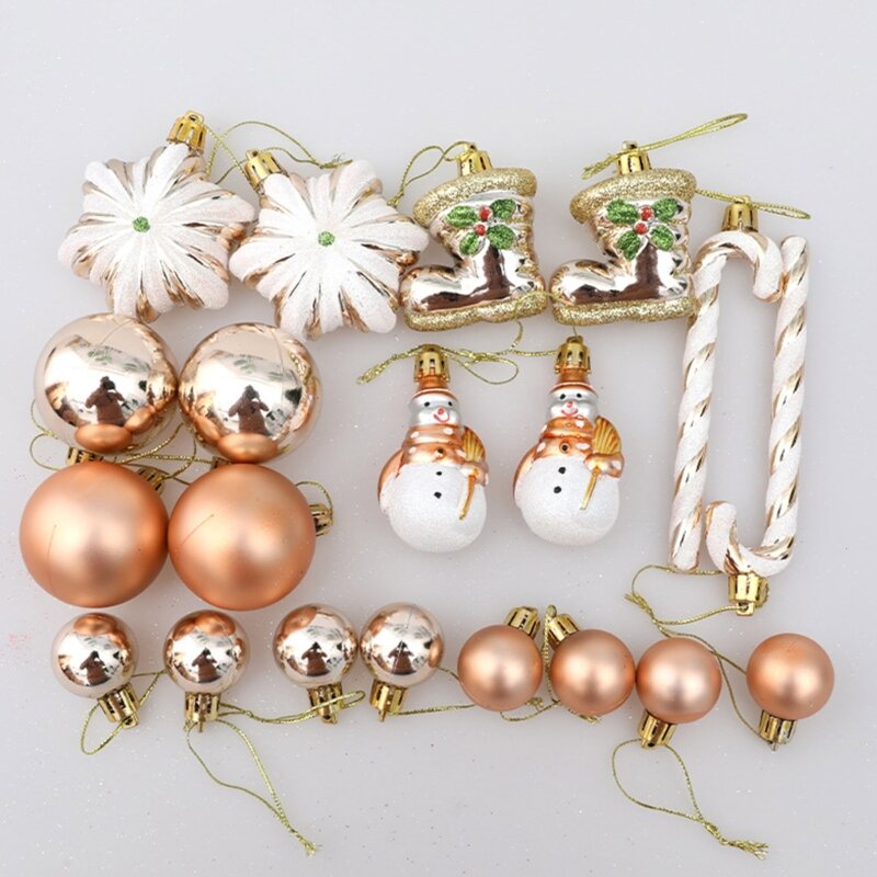 X6HD Christmas Balls Bauble Champagne Colored Pendant Shatterproof Balls Ornament Set Seasonal Holiday Party Decorations