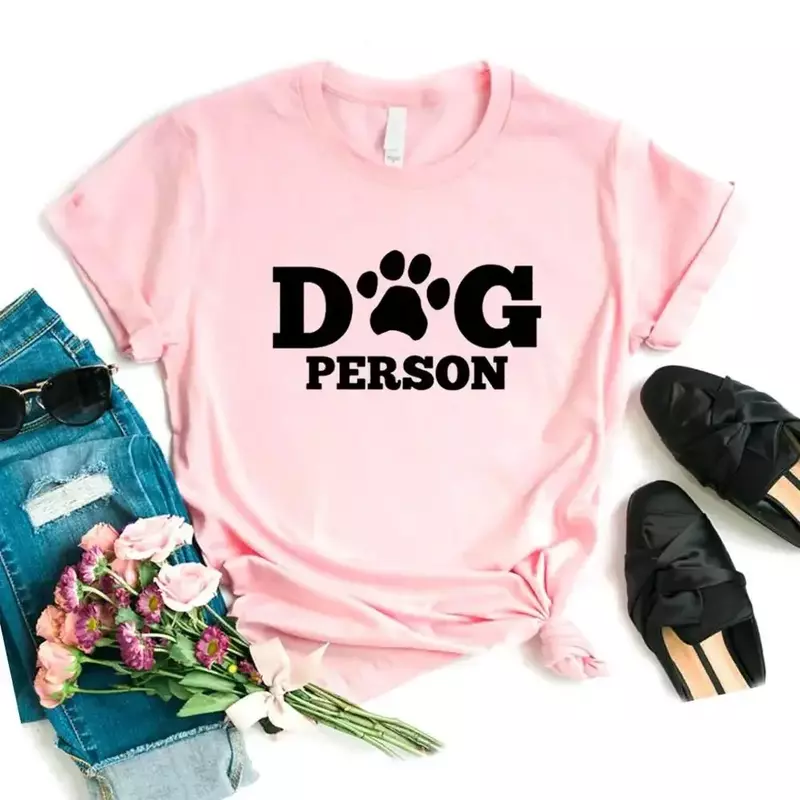 Hond Persoon Print Vrouwen T-Shirt Katoen Hipster Grappig T-Shirt Cadeau Lady Yong Meisje 6 Kleur Top Tee Vrouwen Kleding Mode